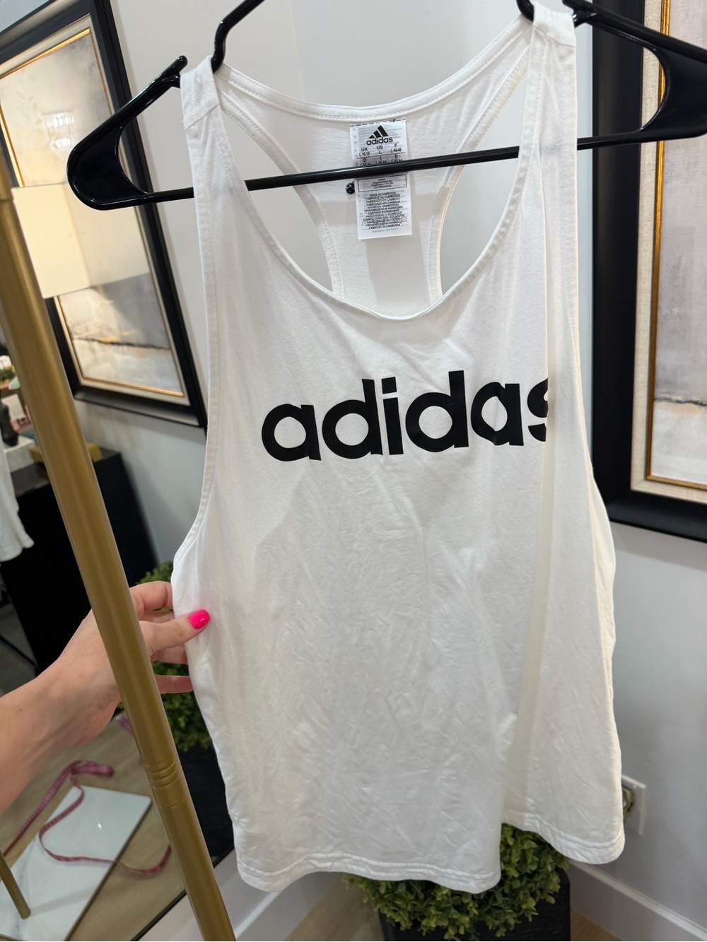 adidas White Tank Top with Black Logo